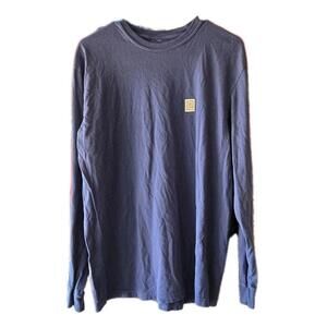 BRIXTON NAVY BLUE LONG SLEEVE T SHIRT EMBROIDERED LOGO MENS SZ MEDIUM 🔥